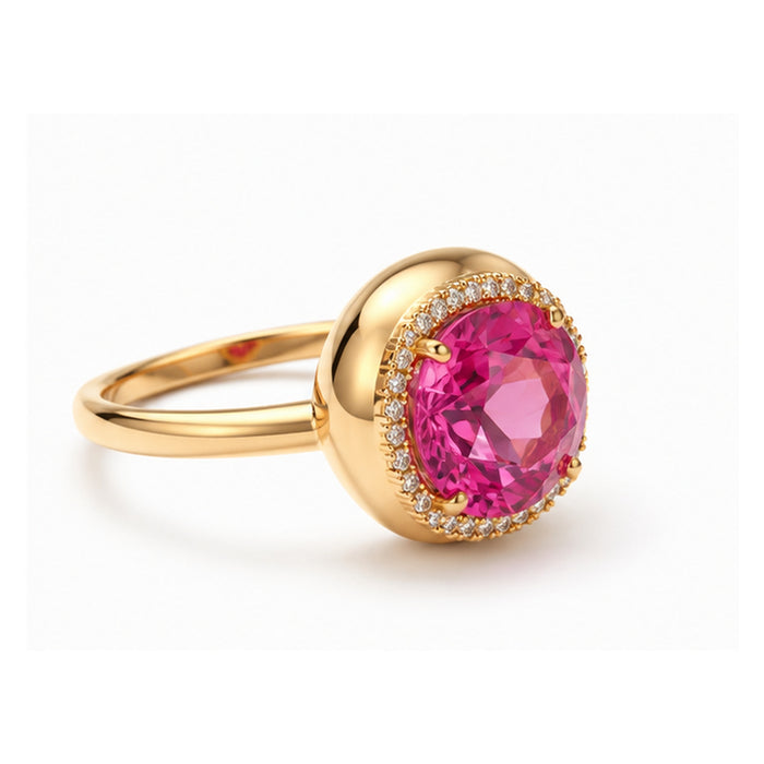 Pink Sapphire Dome Ring in 18K Gold